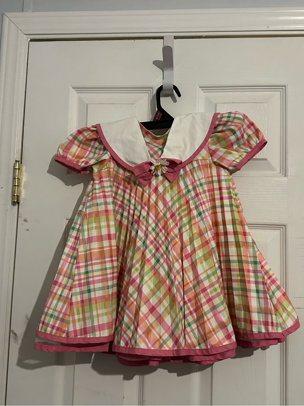 Thomas vintage Pink Multi-Color Plaid Girls' Sailor Collar Dress size 3T